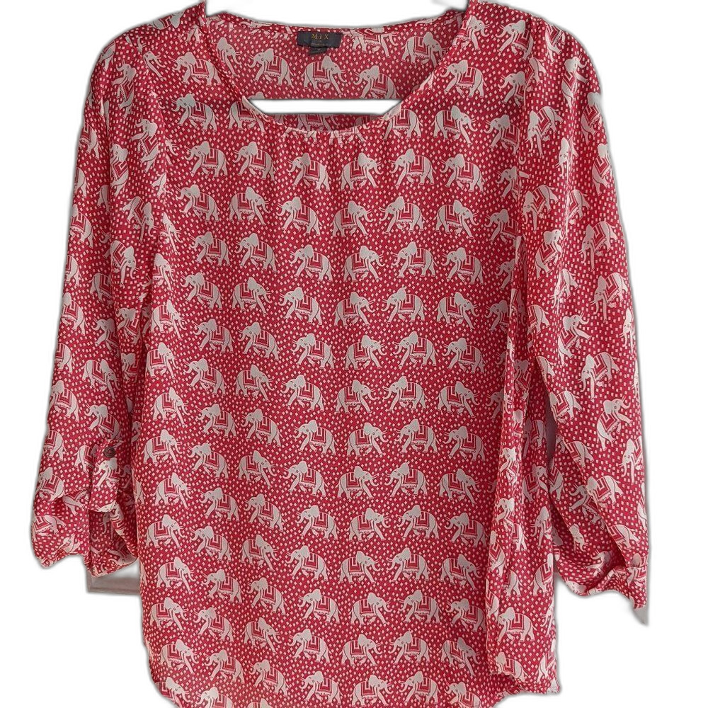 Mix Ellie Printed 3/4 Sleeve Small Pink Elephant Print